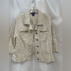 Christopher & Banks Beige Floral Jean Jacket size
14/16 W